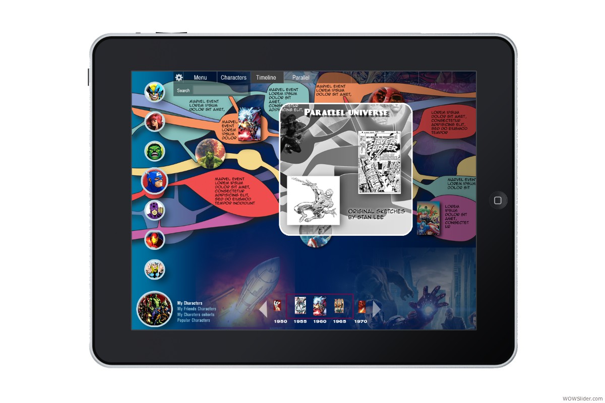 Marvel Universe iPad App Design