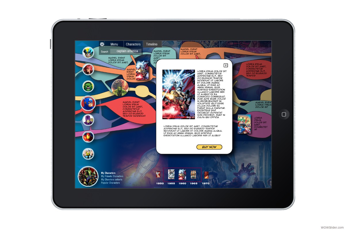 MARVELapMarvel Universe iPad App Design