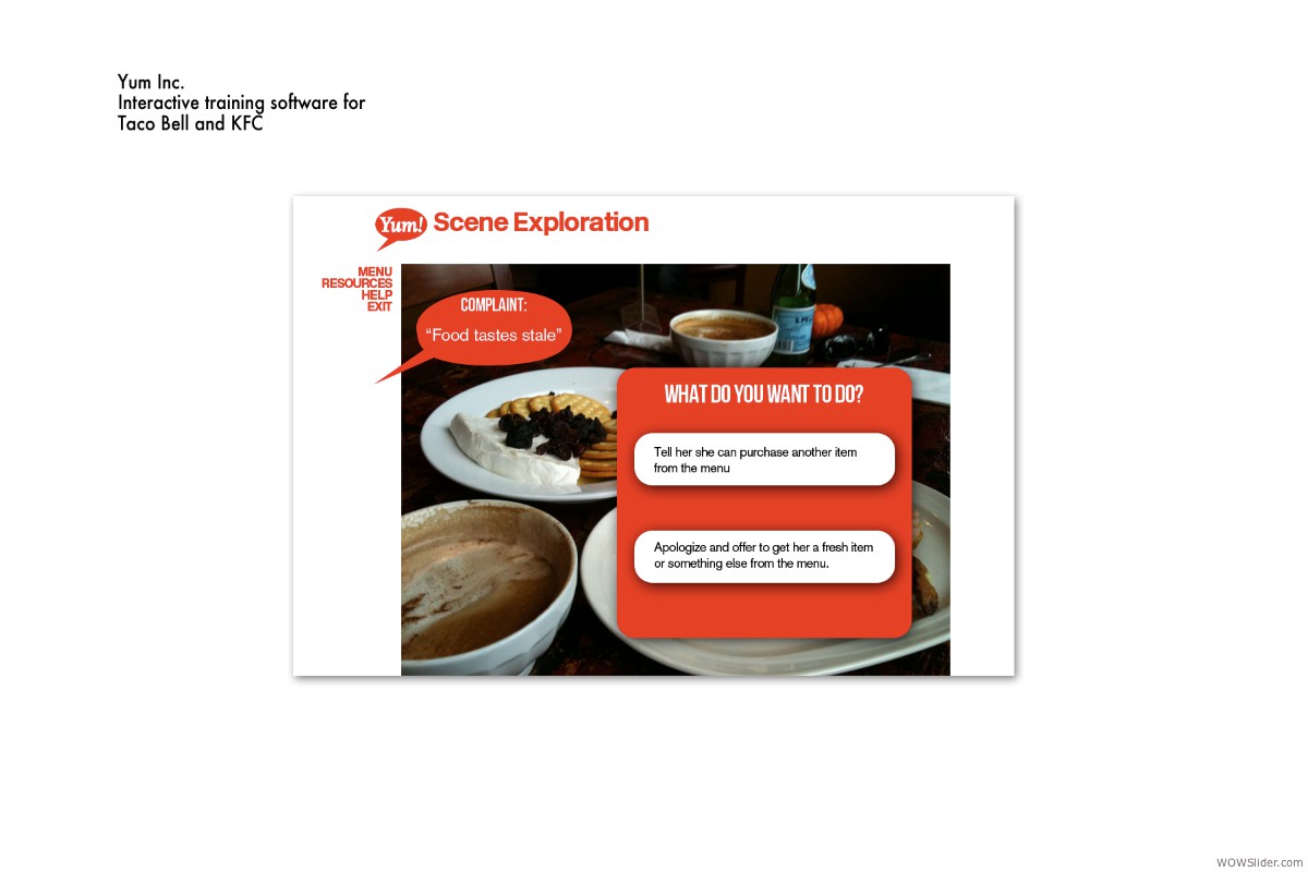 Yum Inc. Interactive Lessons for Employee Training
